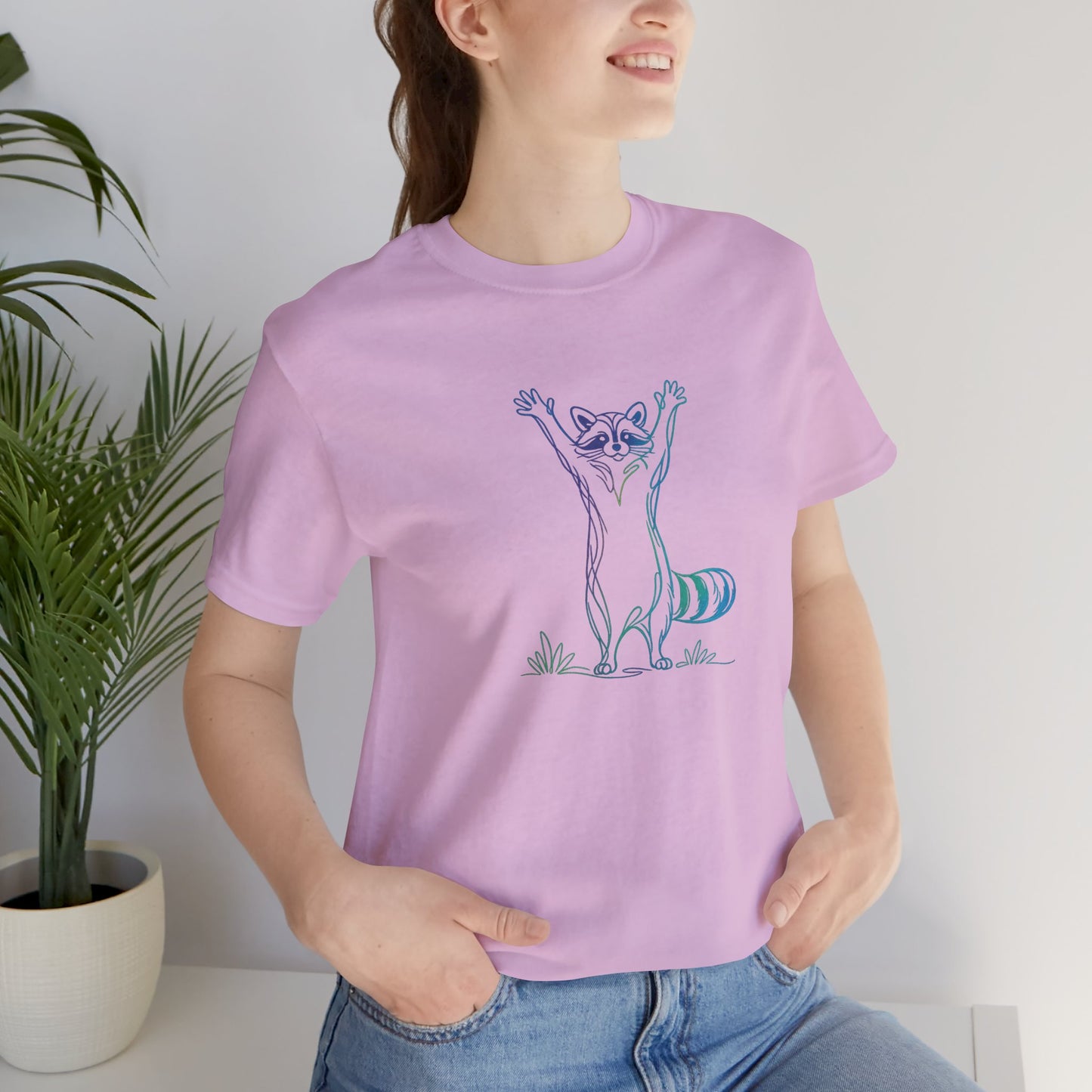Raccoon Tee — Minimal Line Raccoon Scenic Graphic T-Shirt