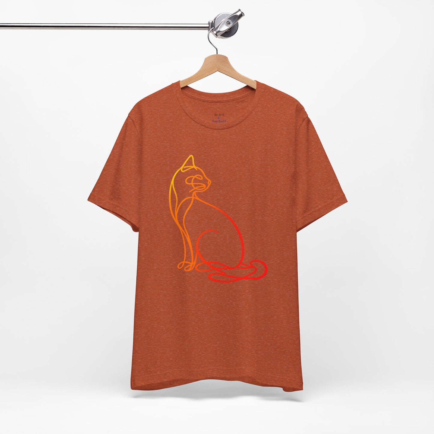 Colorful Line-Work Sitting Cat T-Shirt