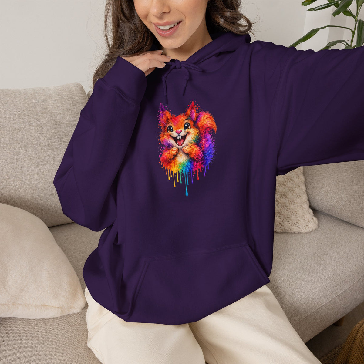 Watercolor Squirrel Hooded Sweatshirt