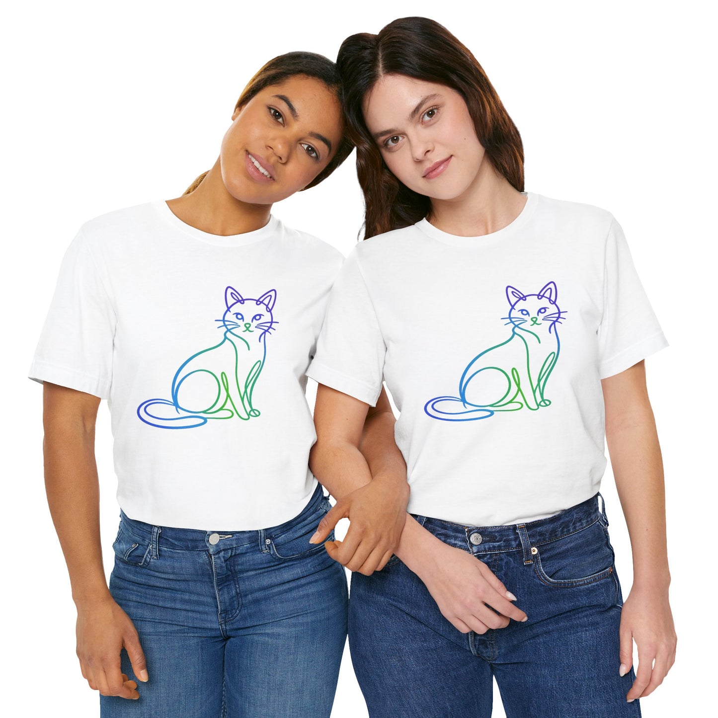 Colorful Line-Work Sitting Cat T-Shirt