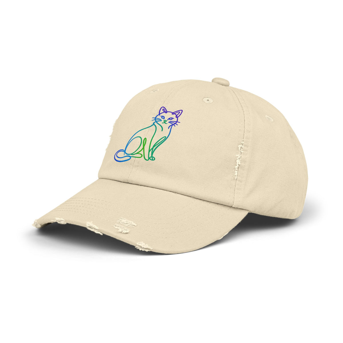 Northern Lights Cat Distressed Cap