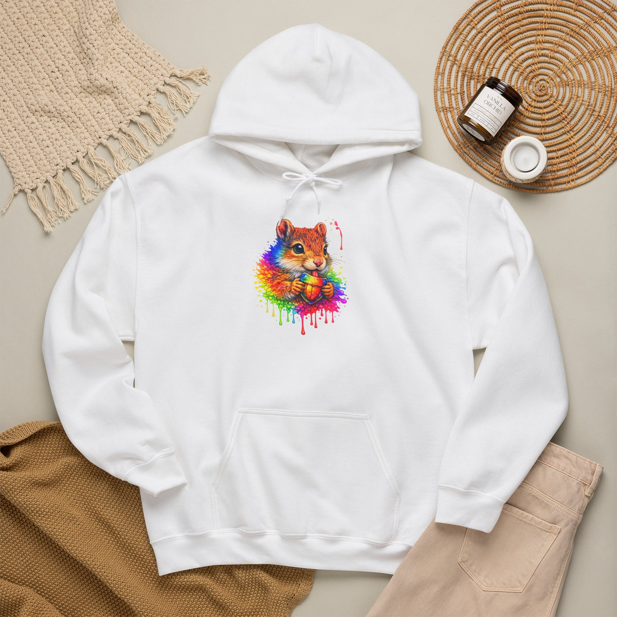 Watercolor Squirrel Hooded Sweatshirt