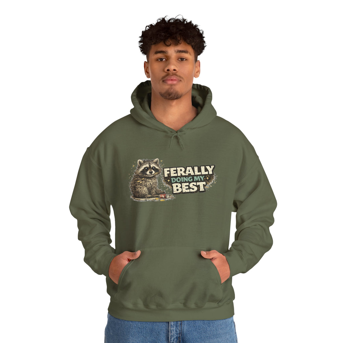 Raccoon "Ferally Doing My Best" Hooded Sweatshirt
