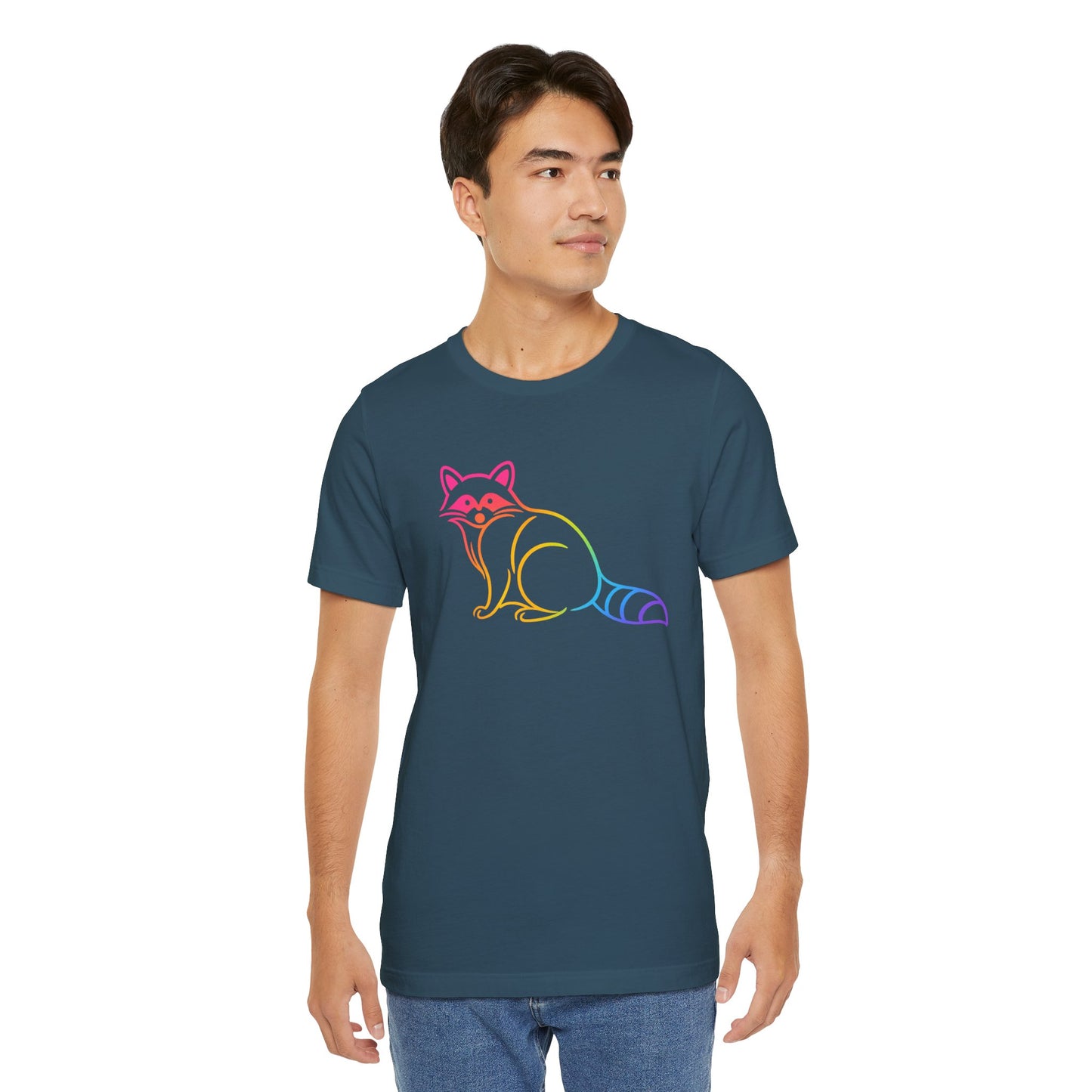 Raccoon Tee — Minimal Line Raccoon Scenic Graphic T-Shirt