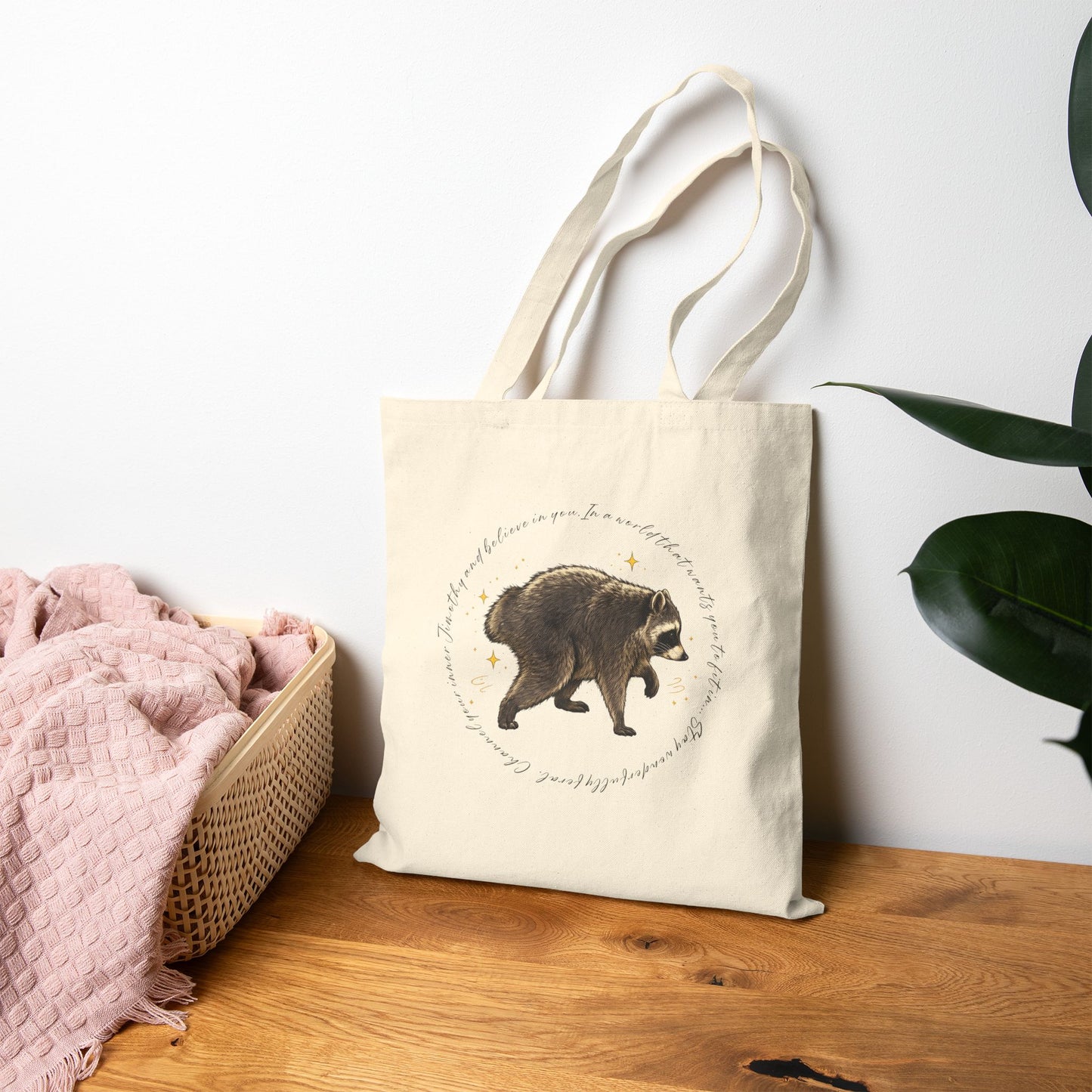 Jimothy The Raccoon Inspirational Tote Bag