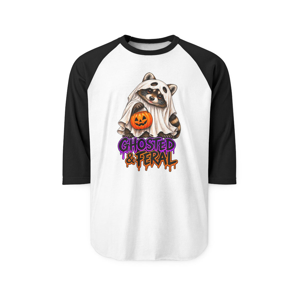 Ghosted Raccoon Raglan Baseball Shirt
