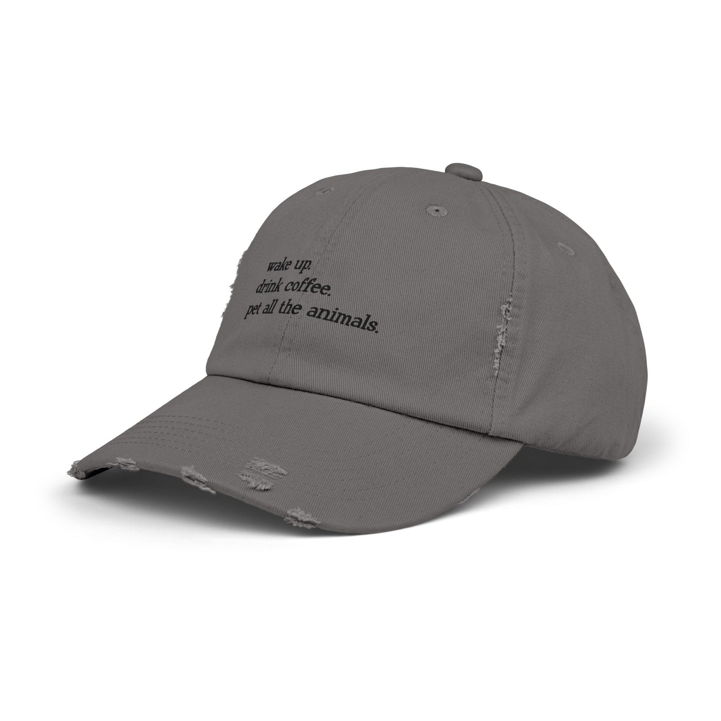 "Wake Up Routine" Distressed Cap —  Funny Truth Hat