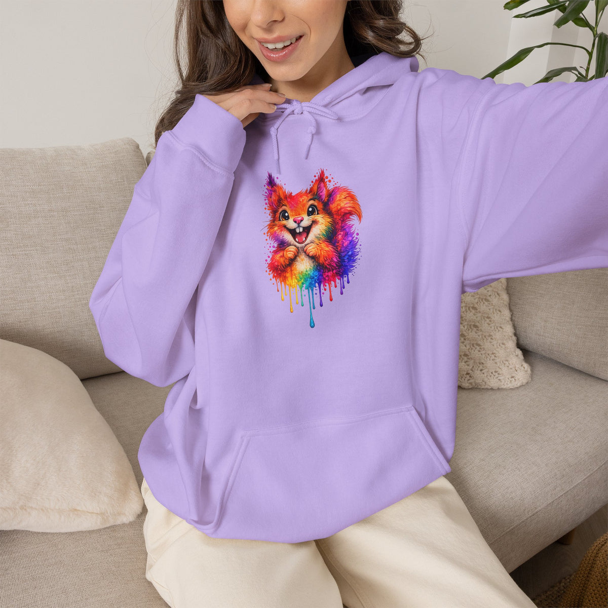 Watercolor Squirrel Hooded Sweatshirt