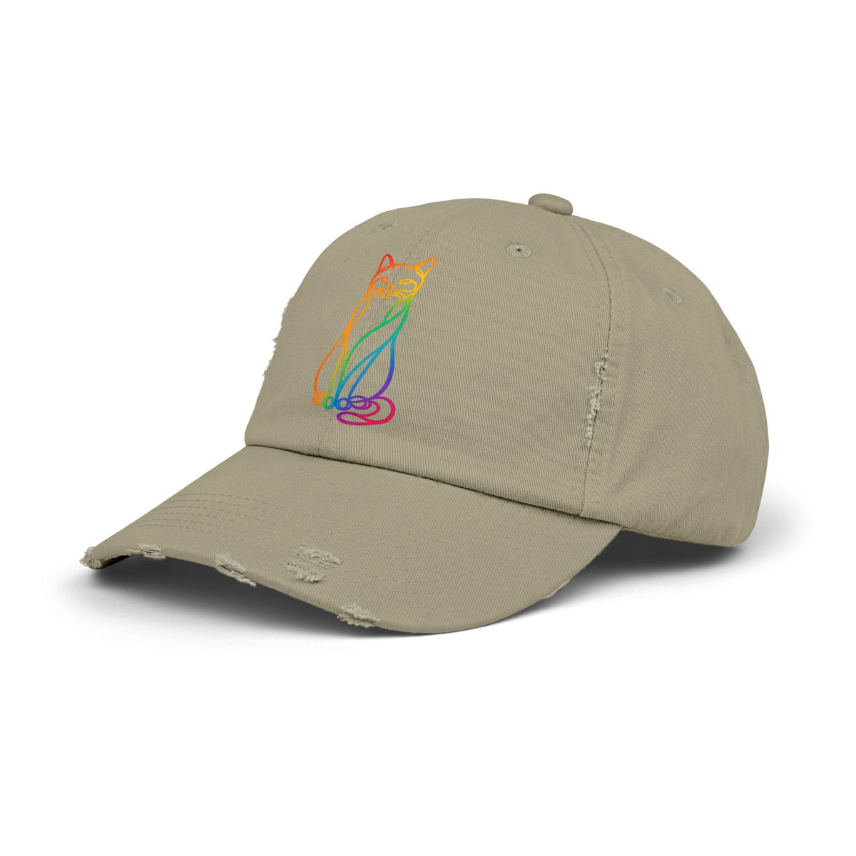 Rainbow Cat Distressed Cap
