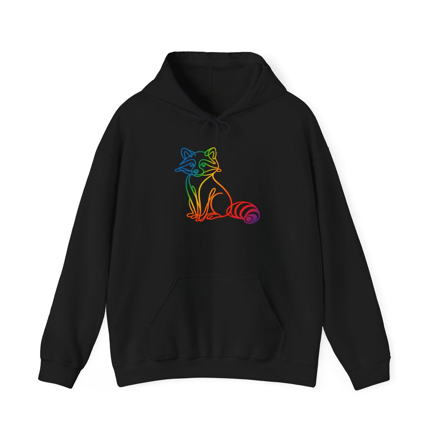 Rainbow Line Art Raccoon Hoodie