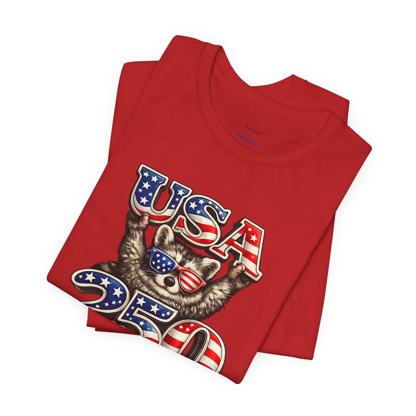 Patriot Raccoon 250th Anniversary T-Shirt — 4th of July Fireworks Flag Tee