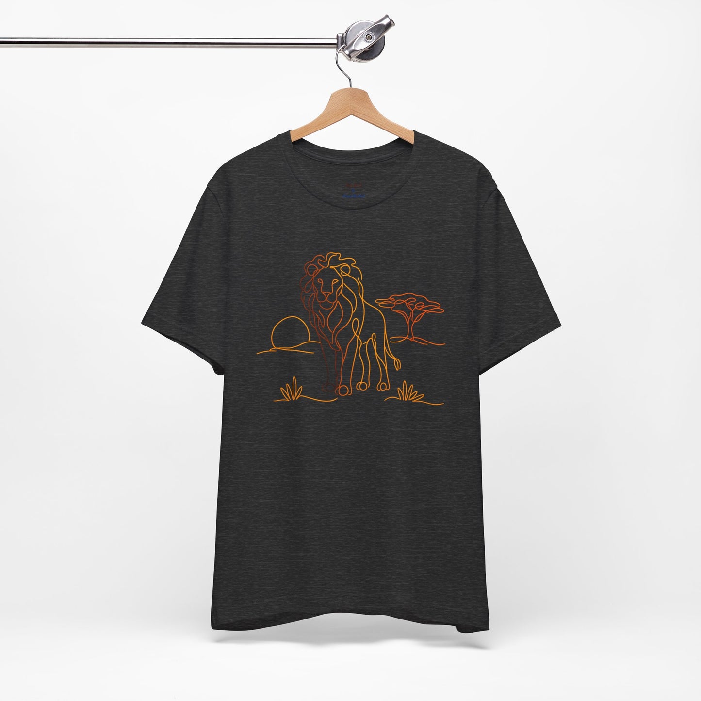 Lion Sunset Tee — Minimal Line Art Safari T-Shirt