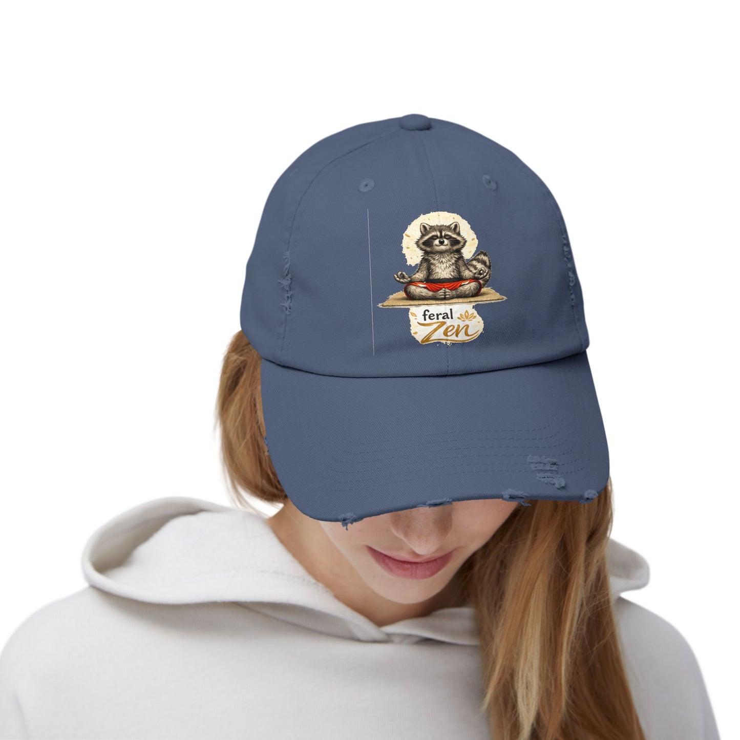 Feral Zen Distressed Cap — Raccoon Mom/Dad Funny Dad Hat
