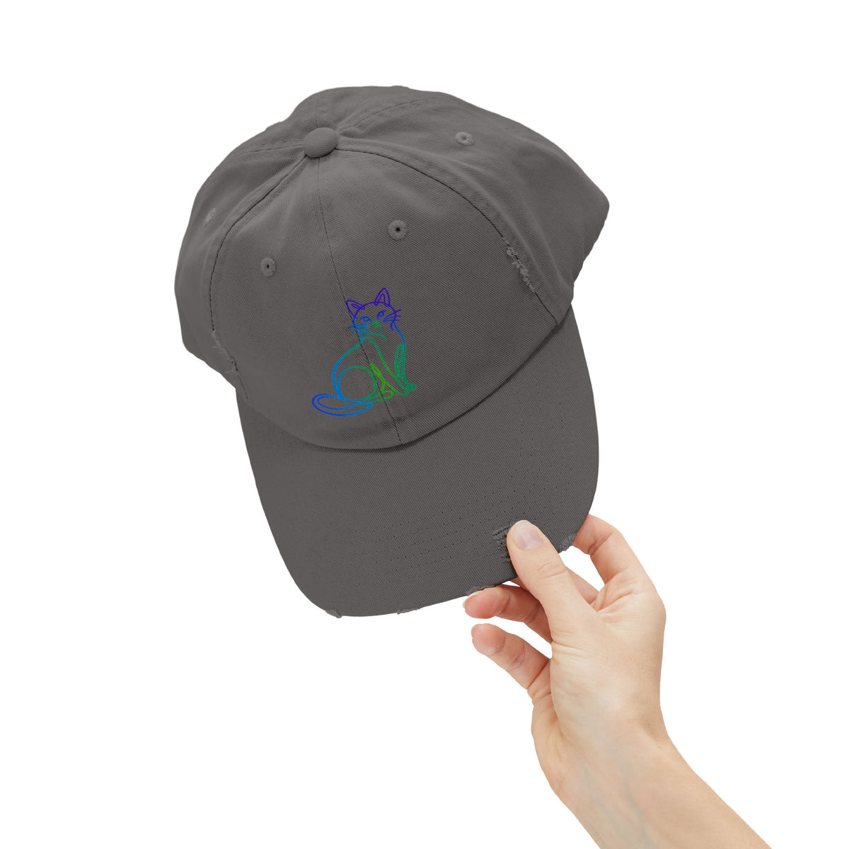 Northern Lights Cat Distressed Cap