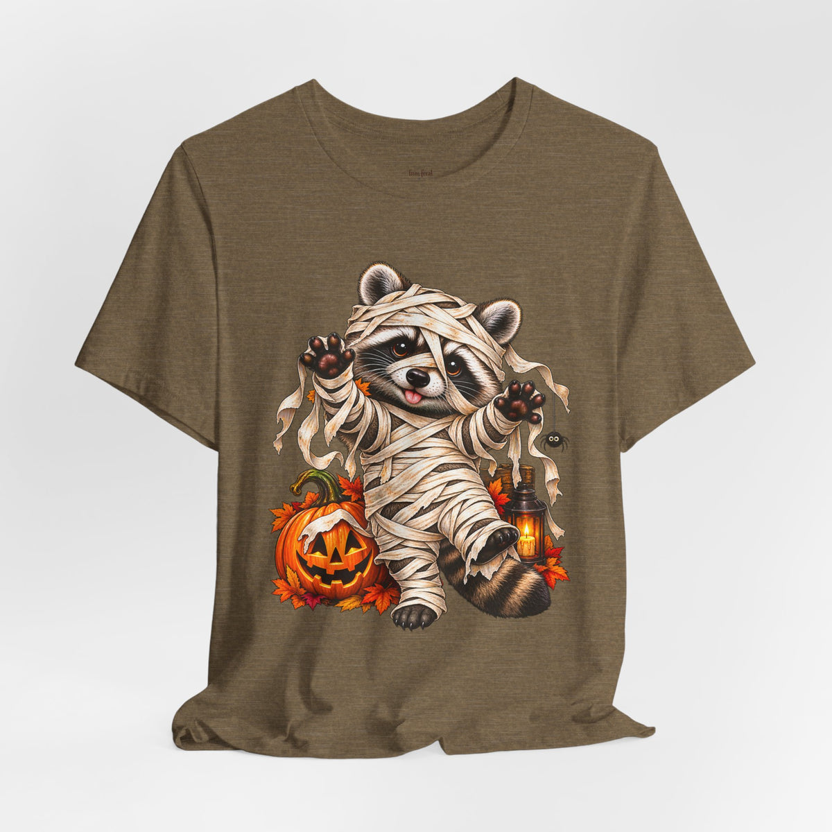 Halloween Mummy Raccoon and Black Cat T-Shirt