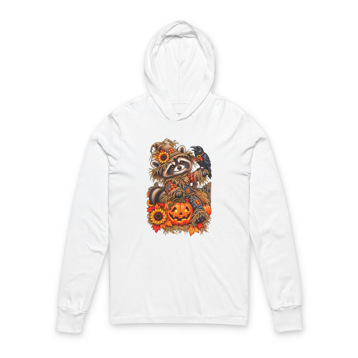 Scarecrow Raccoon Hooded Long Sleeve Tee