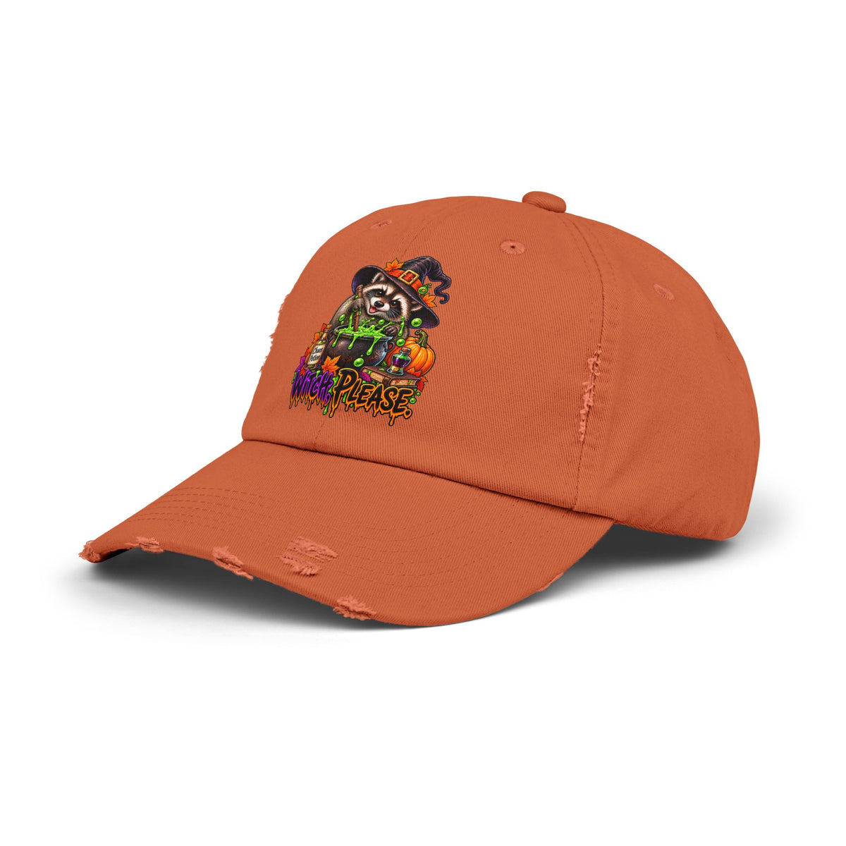 Witch, Please. Raccoon Distressed Baseball Hat