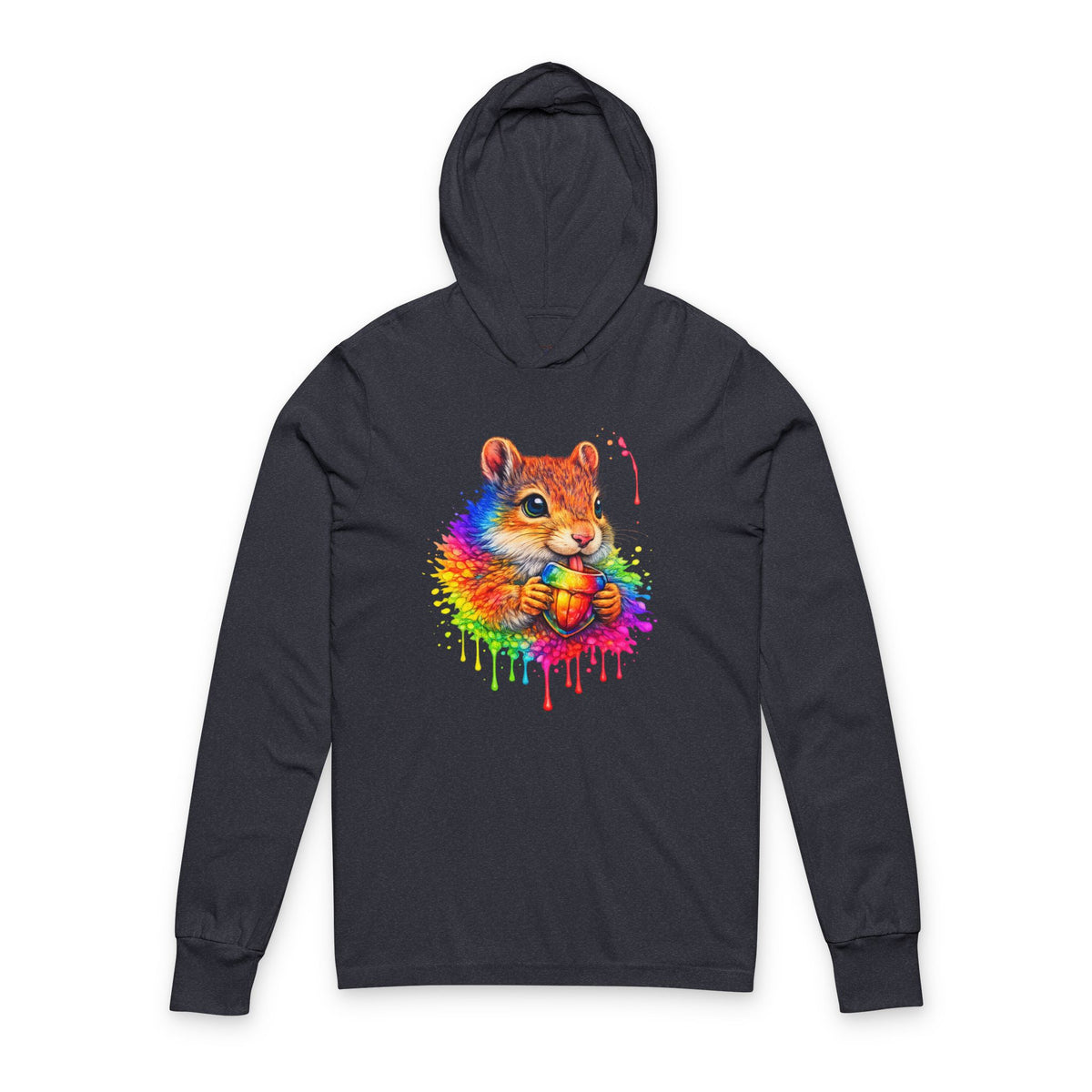 Watercolor Squirrel Hooded Long Sleeve T-Shirt
