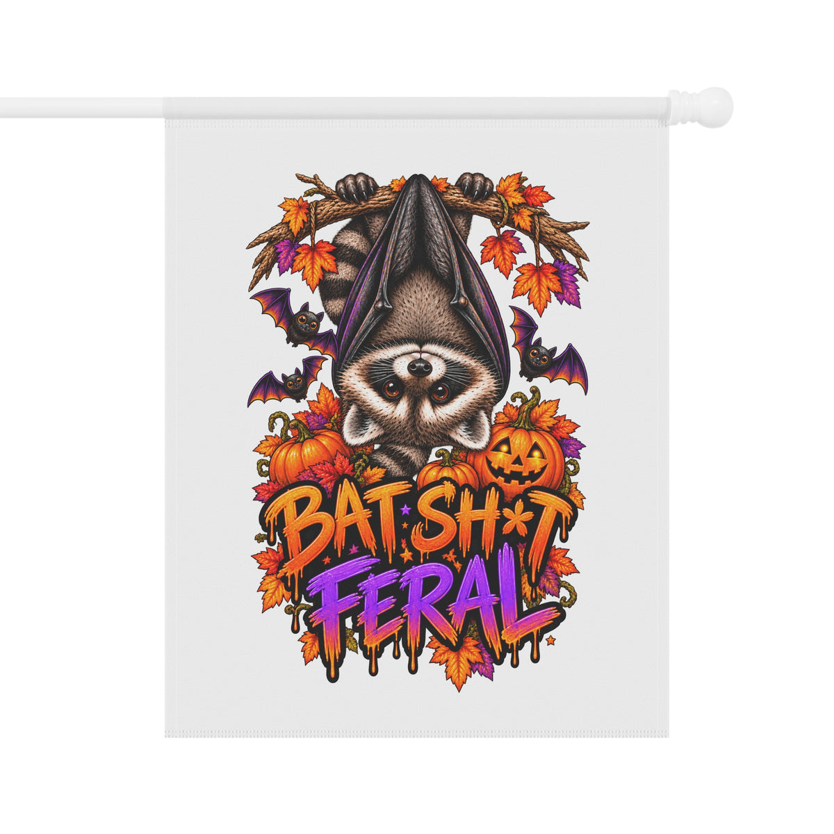 Batty Raccoon Garden Flag