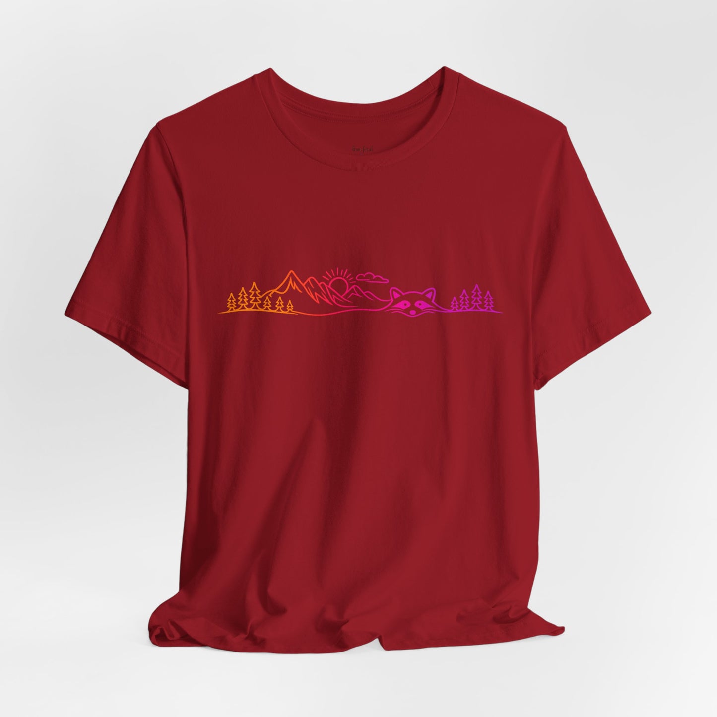 Raccoon Tee — Minimal Line Raccoon Scenic Graphic T-Shirt