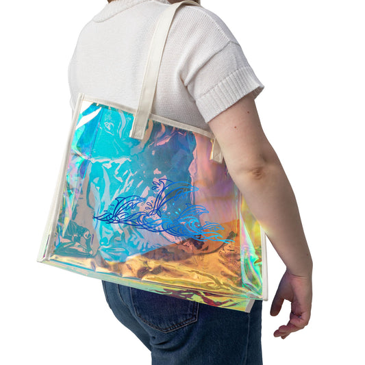 Holographic Splashing Dolphin Pod Beach Tote