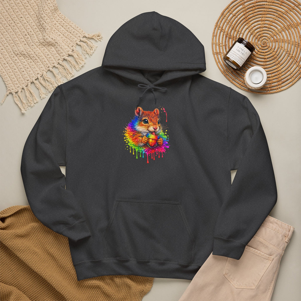 Watercolor Squirrel Hooded Sweatshirt