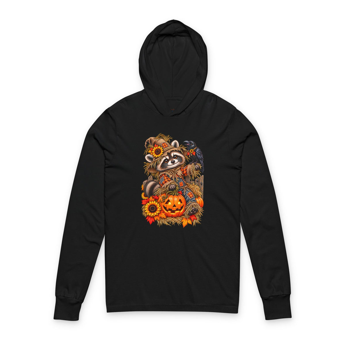Scarecrow Raccoon Hooded Long Sleeve Tee