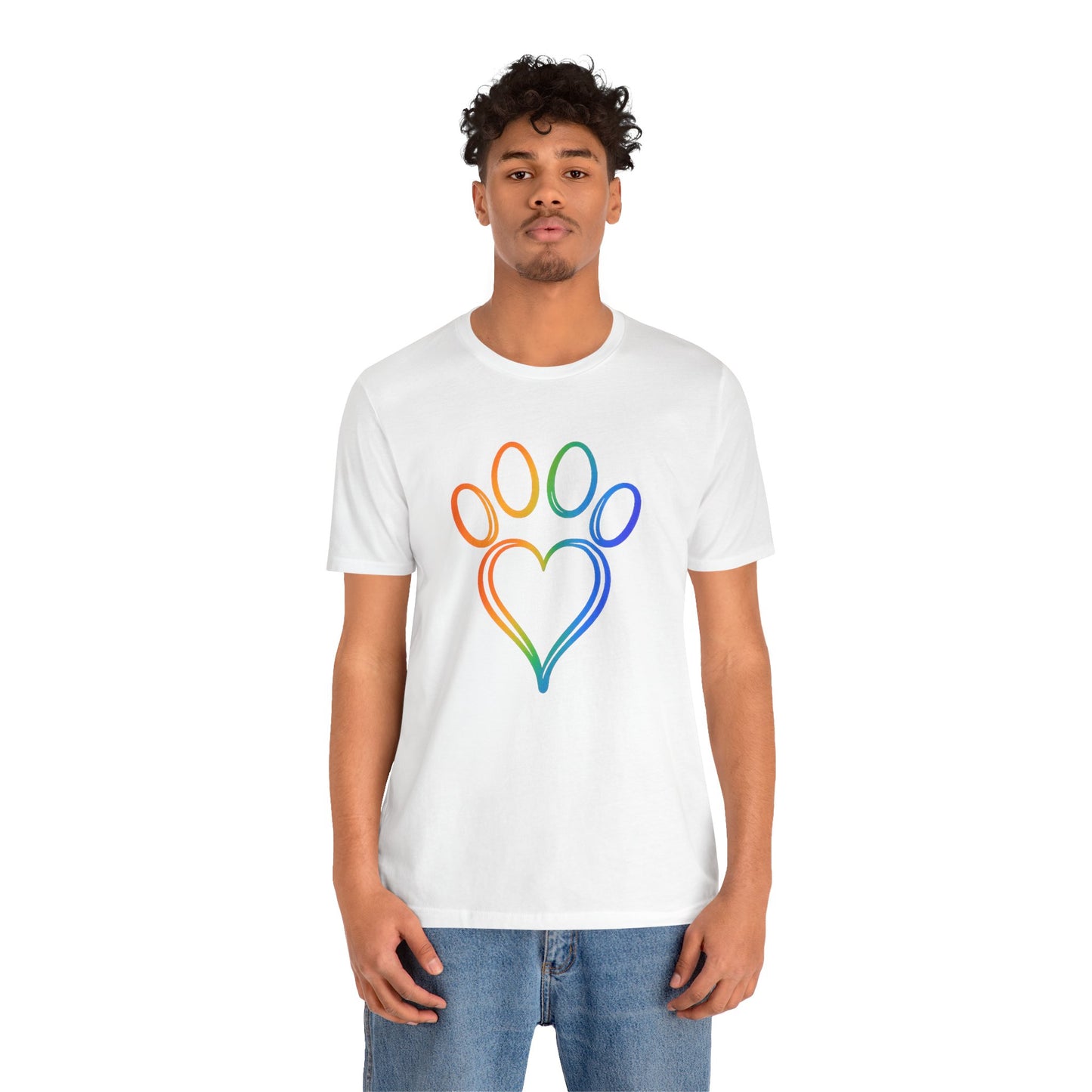 Heart/Paw Colorful Line-Work T-Shirt