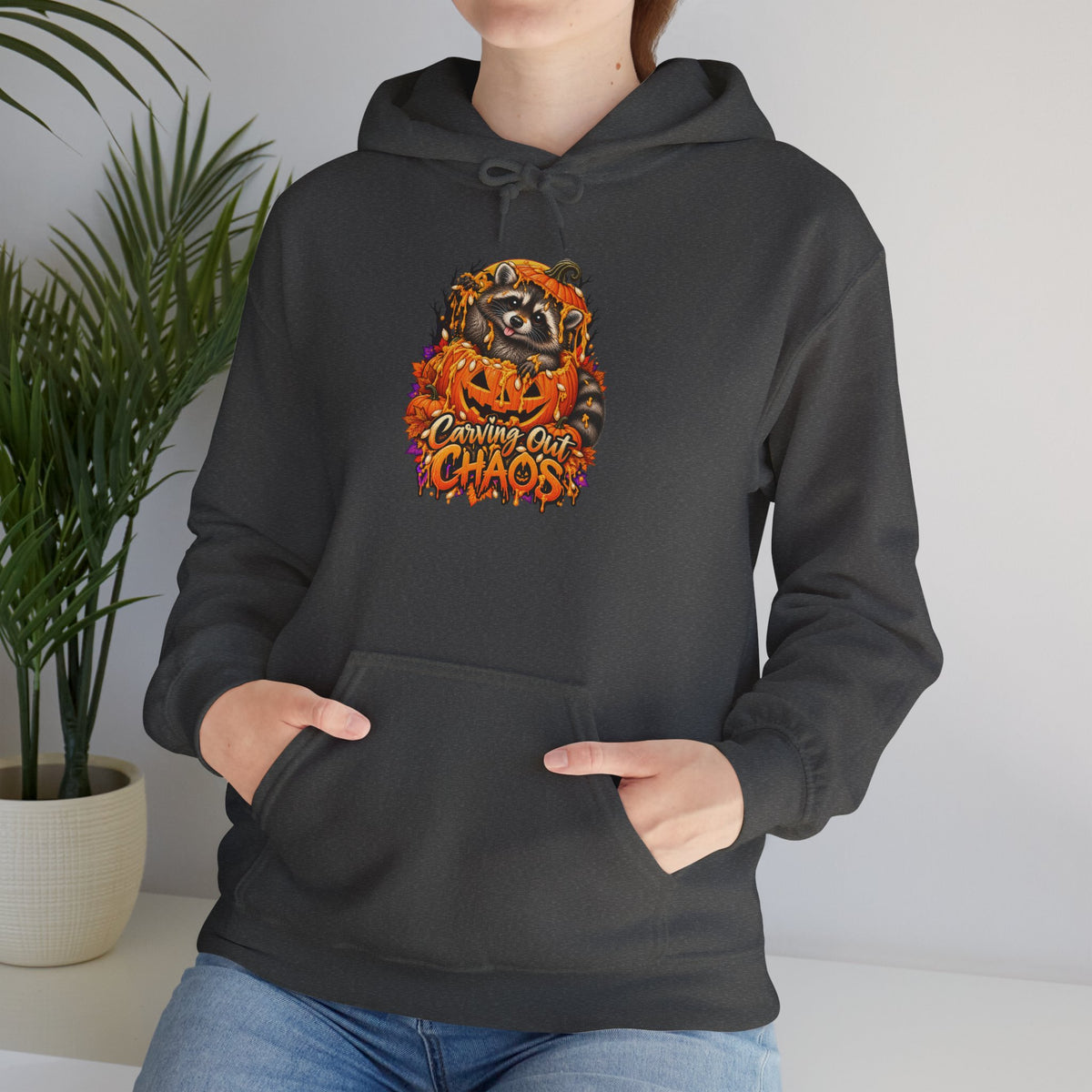 Carving Out Chaos Raccoon Hooded Sweatshirt