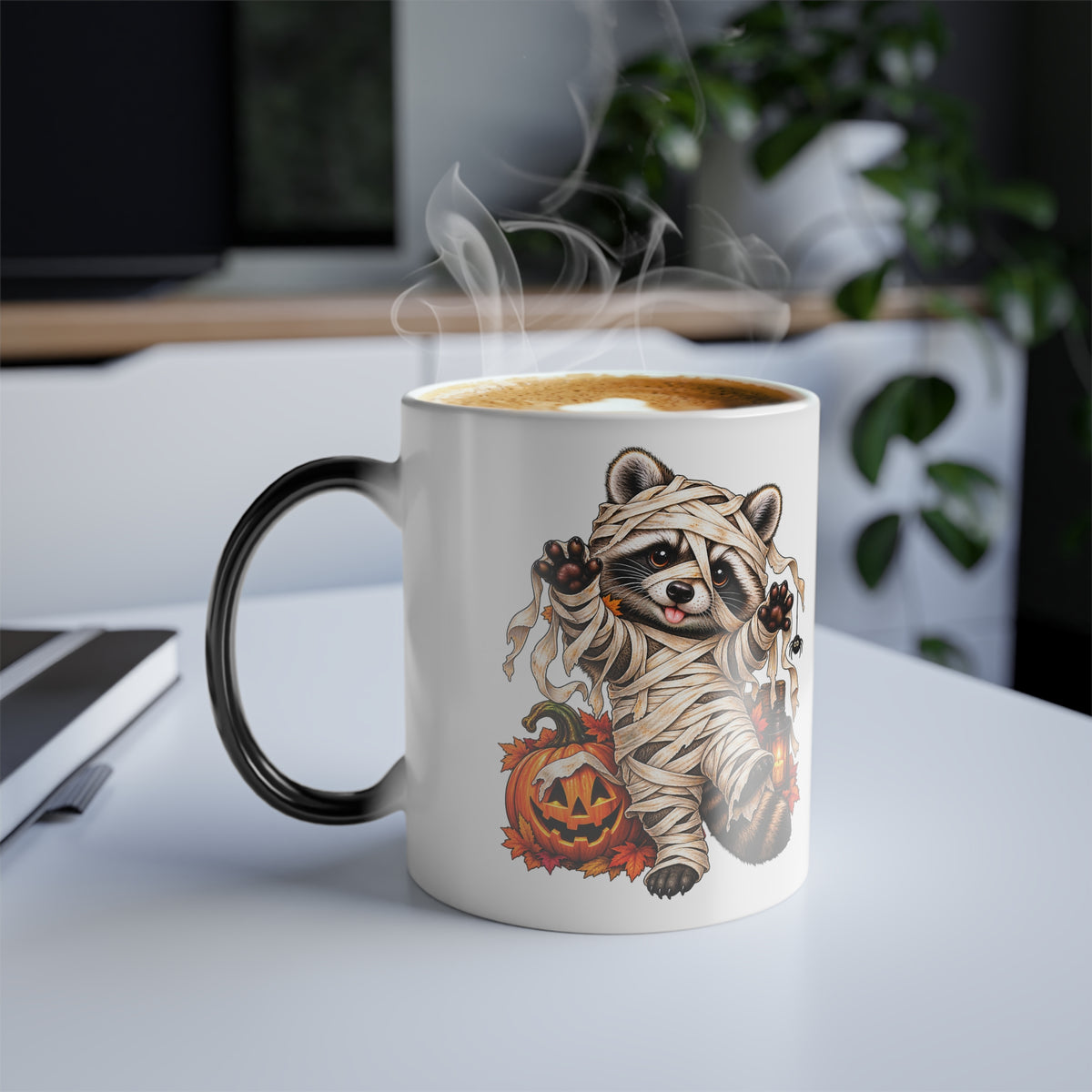 Halloween Mummy Raccoon Color-Changing Mug  11 oz