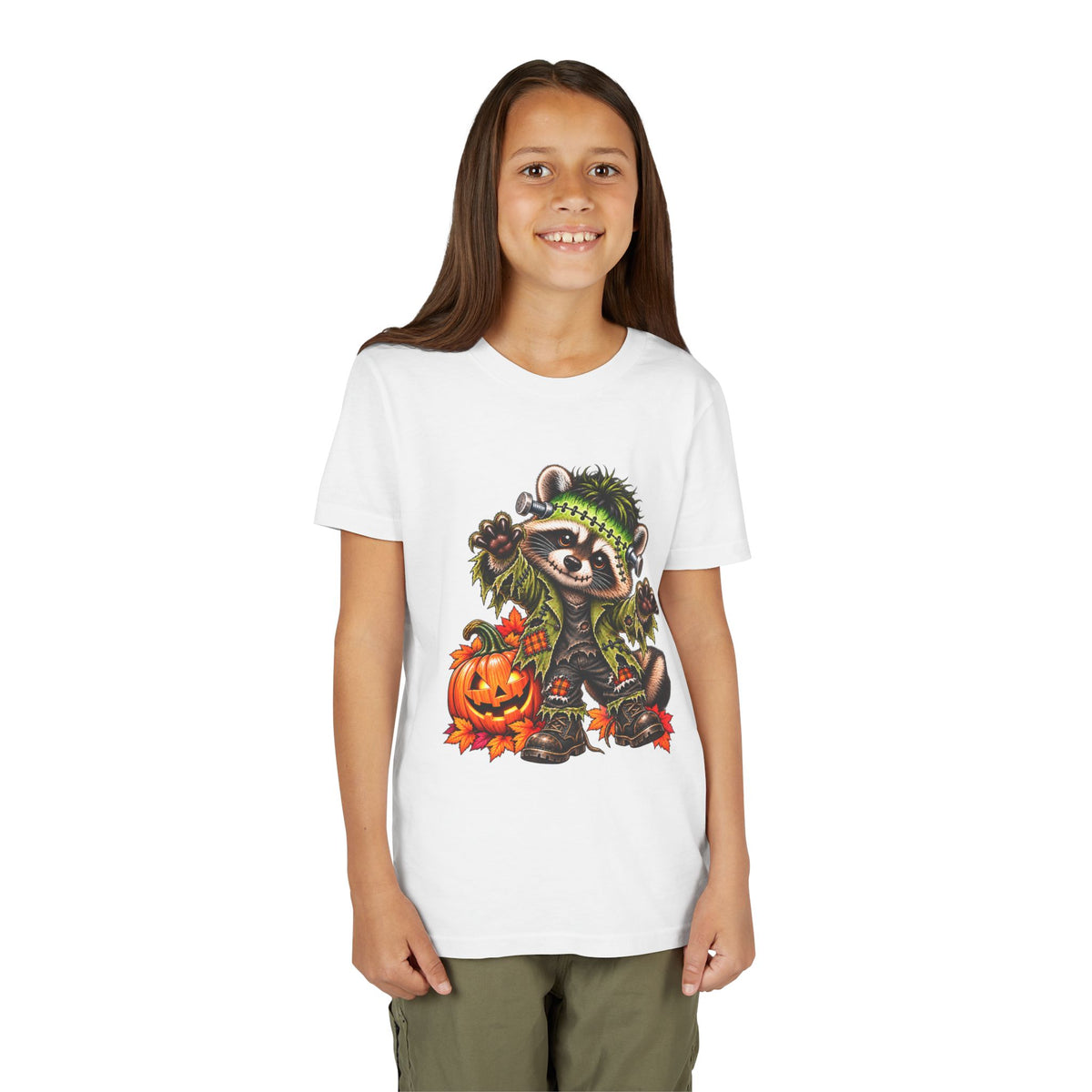 Halloween Youth Tee — Frankenstein Raccoon Kids Tshirt