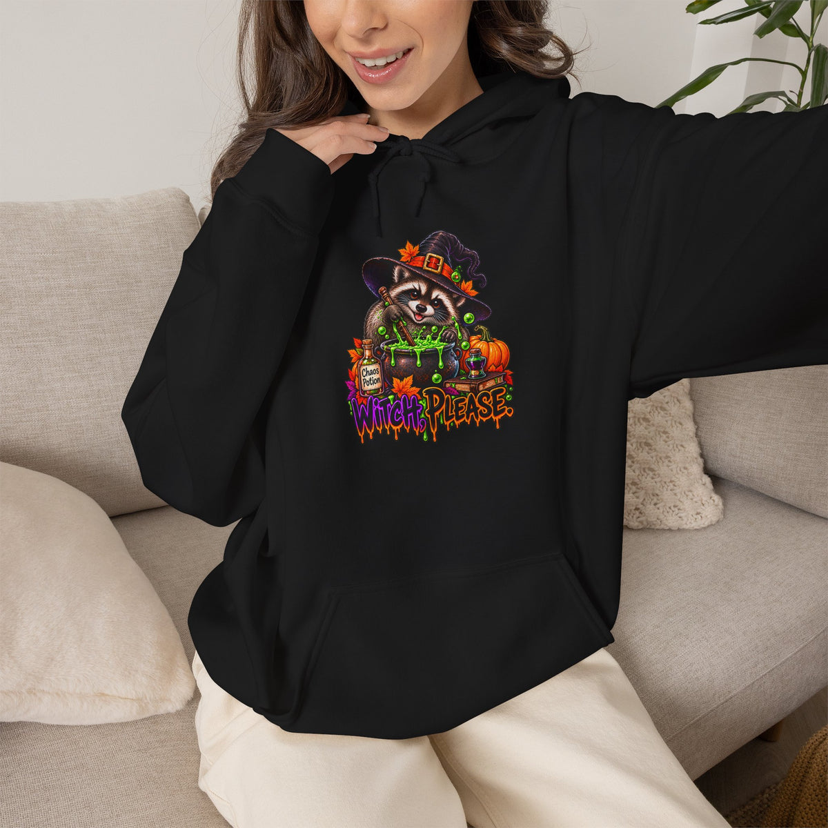 Witch, Please. Raccoon Hooded Sweatshirt