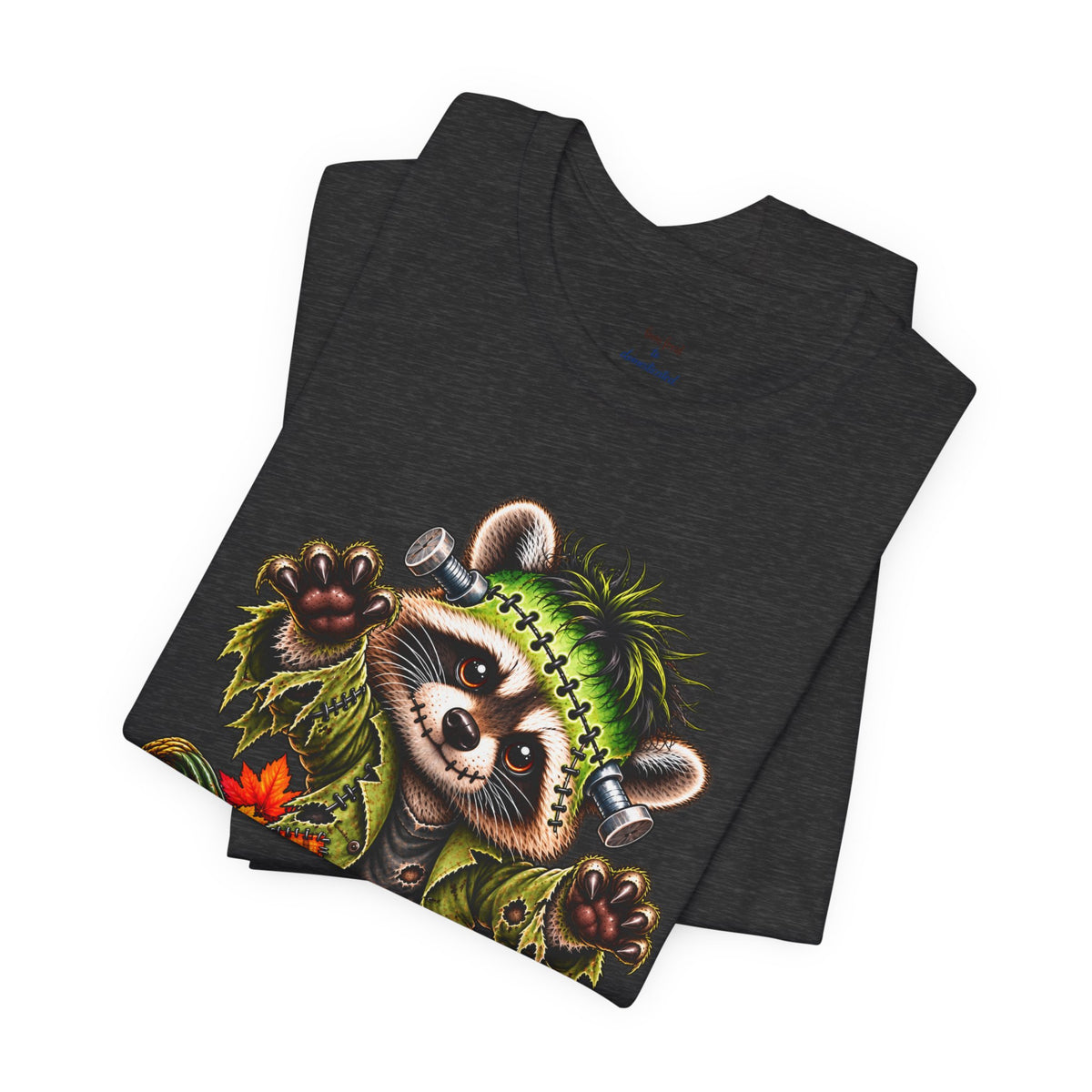 Halloween Frankenstein Raccoon and Black Cat T-Shirt