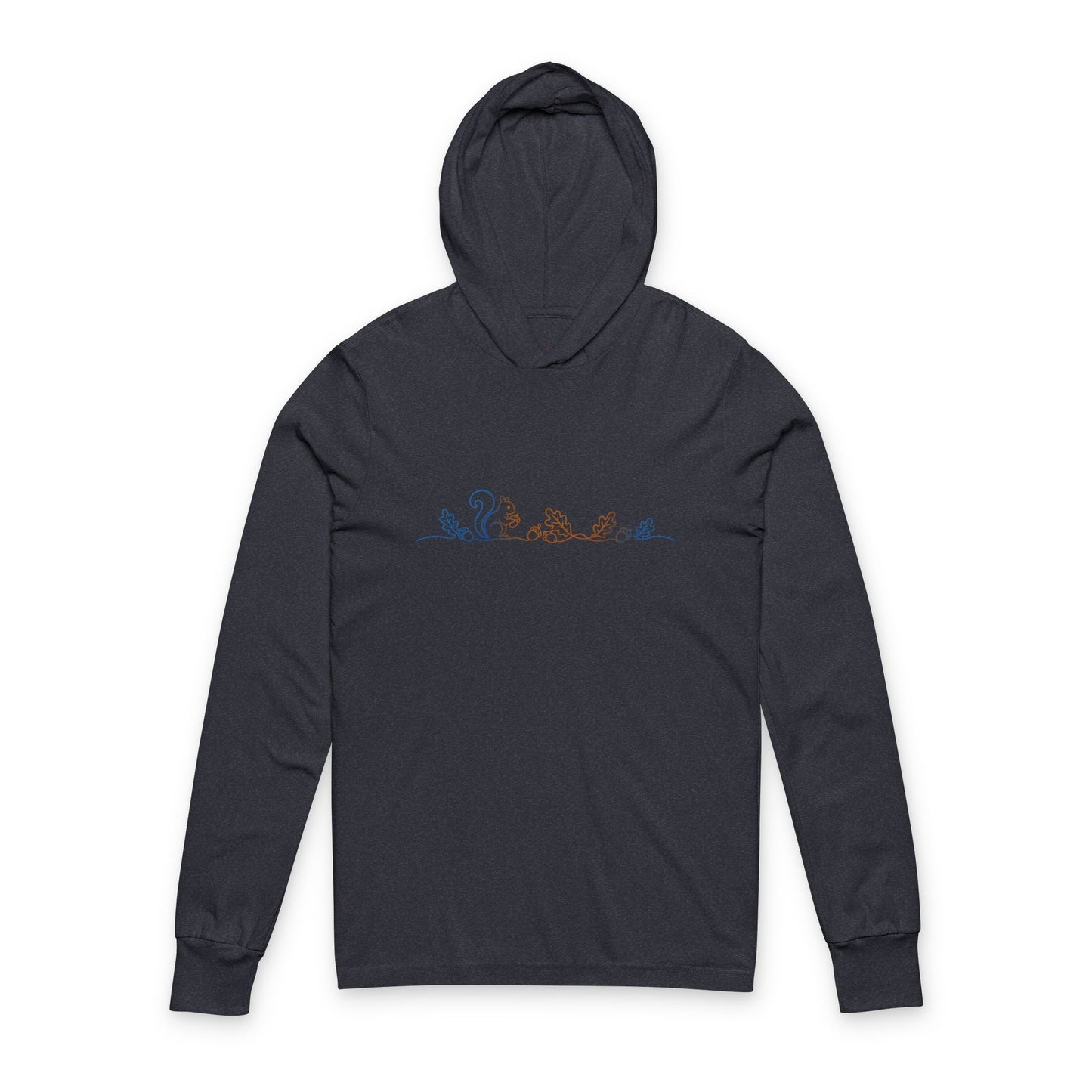 Continuous Line Art Squirrel Hooded Long Sleeve Tee