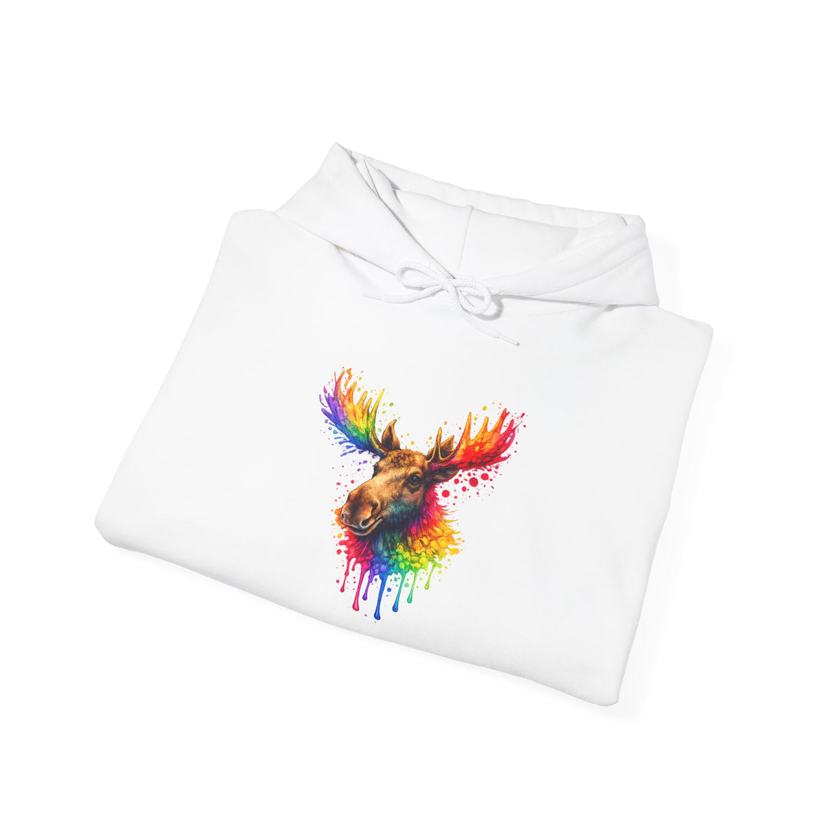 Watercolor Moose Hooded Sweatshirt
