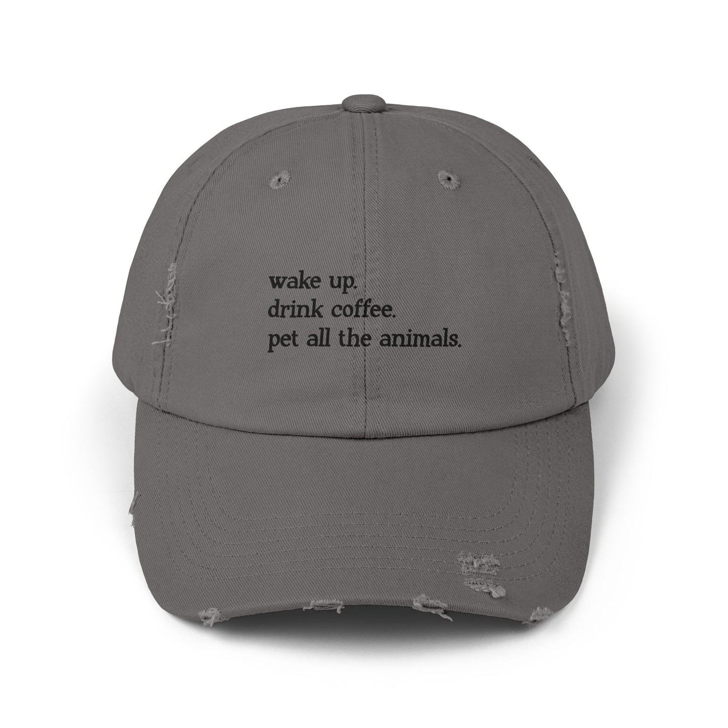 "Wake Up Routine" Distressed Cap —  Funny Truth Hat