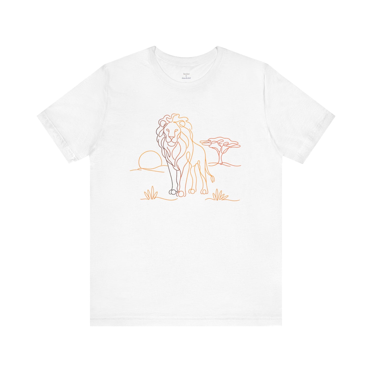 Lion Sunset Tee — Minimal Line Art Safari T-Shirt