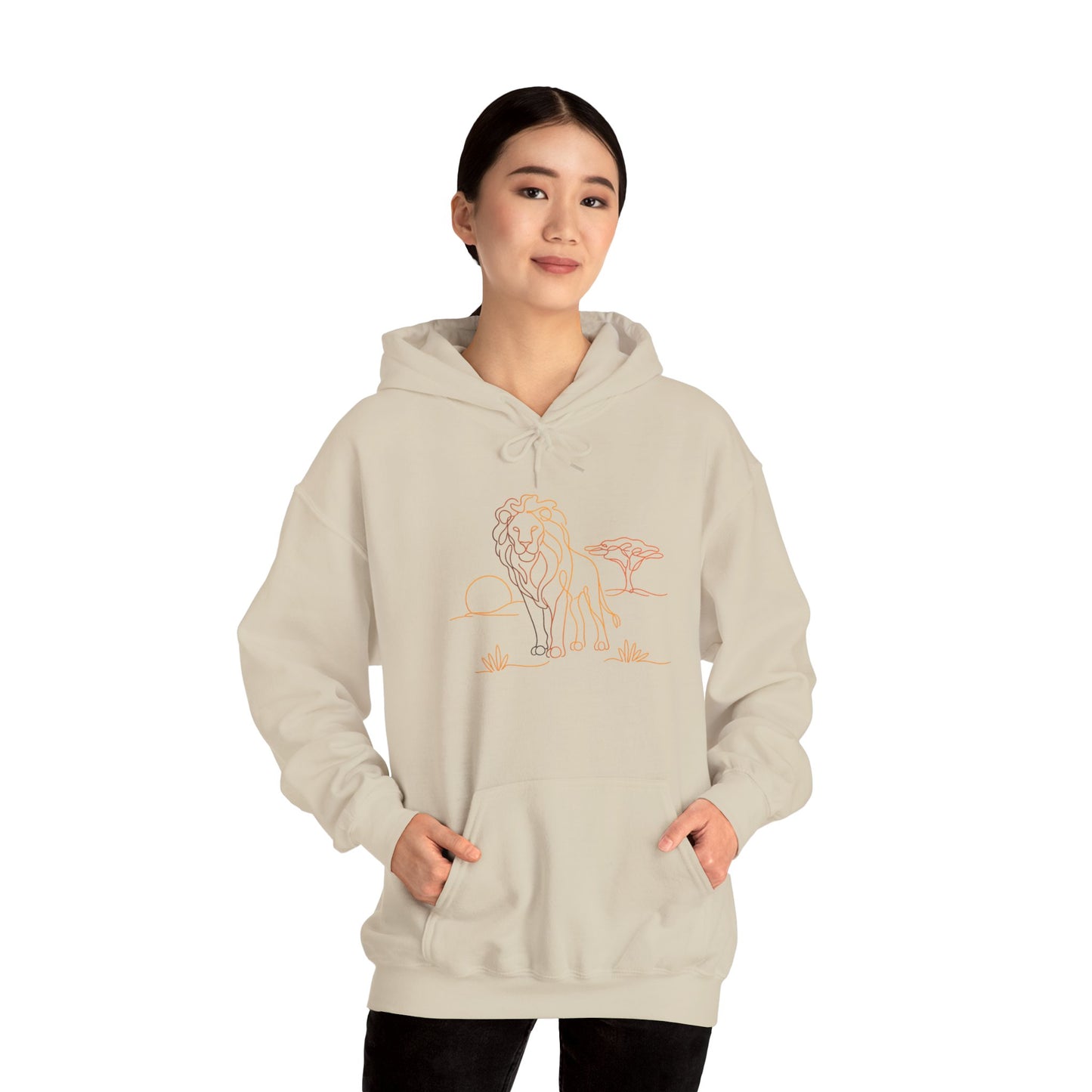 Lion Line Art Hoodie — Minimal Safari Sweatshirt