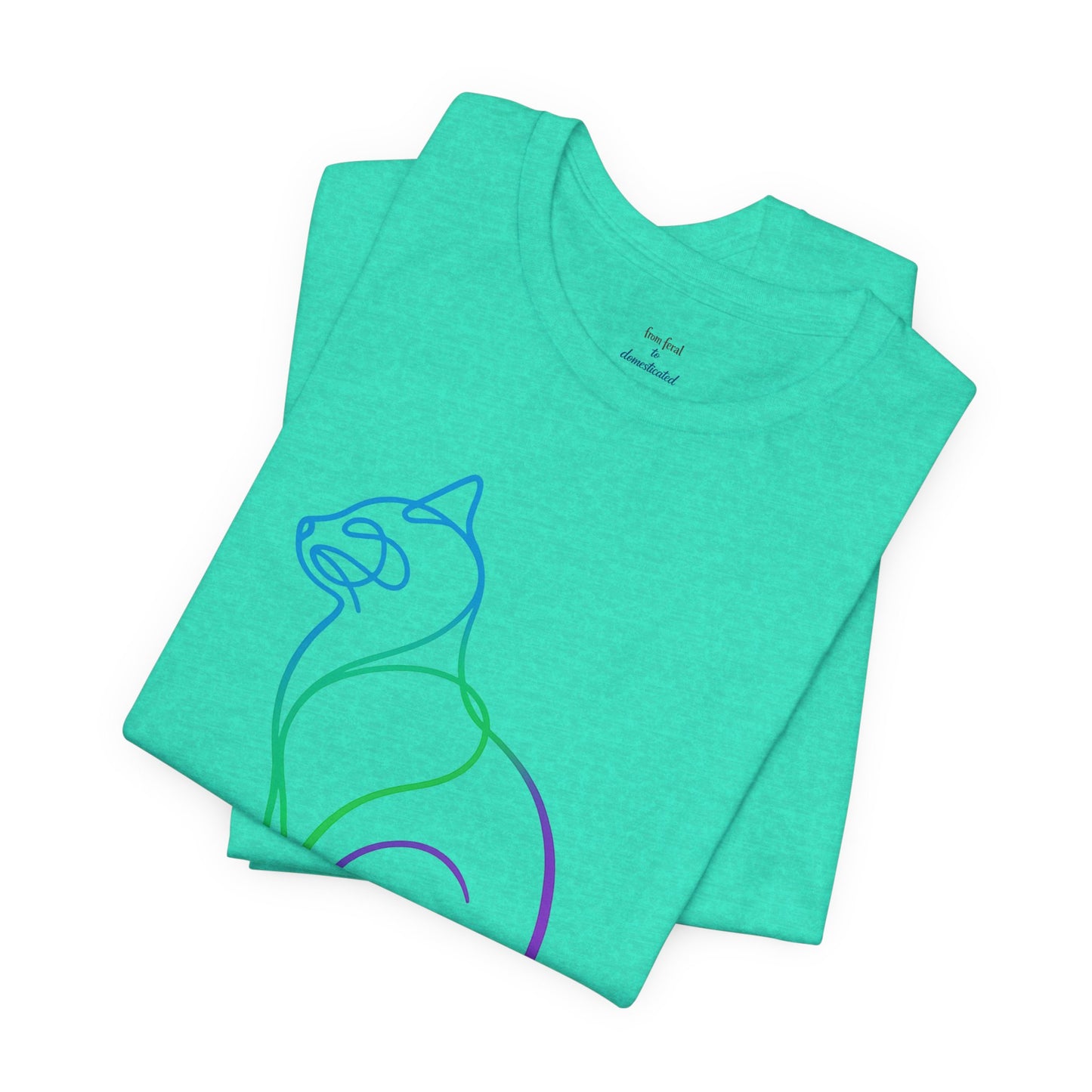Colorful Line | Work Sitting Cat T-Shirt