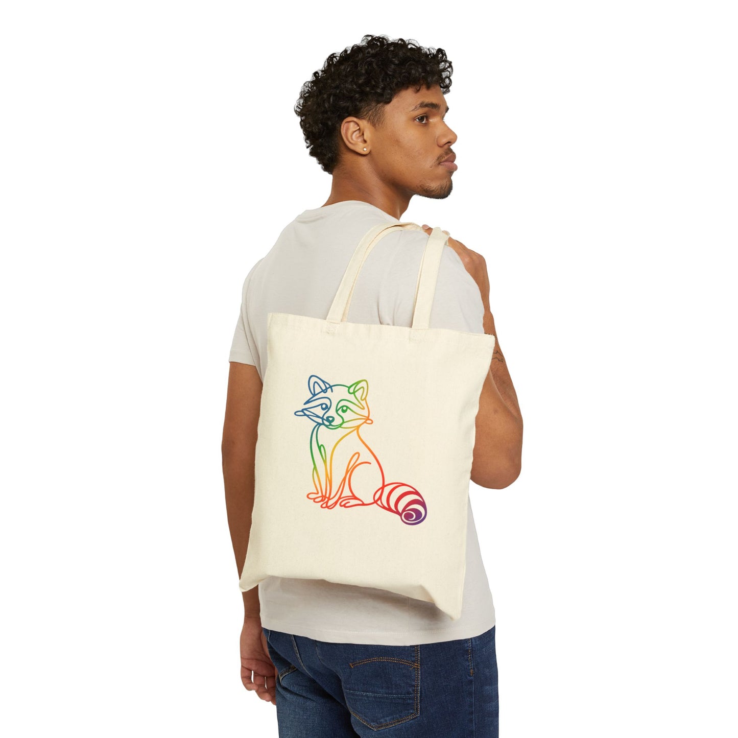 Rainbow Raccoon Tote Bag