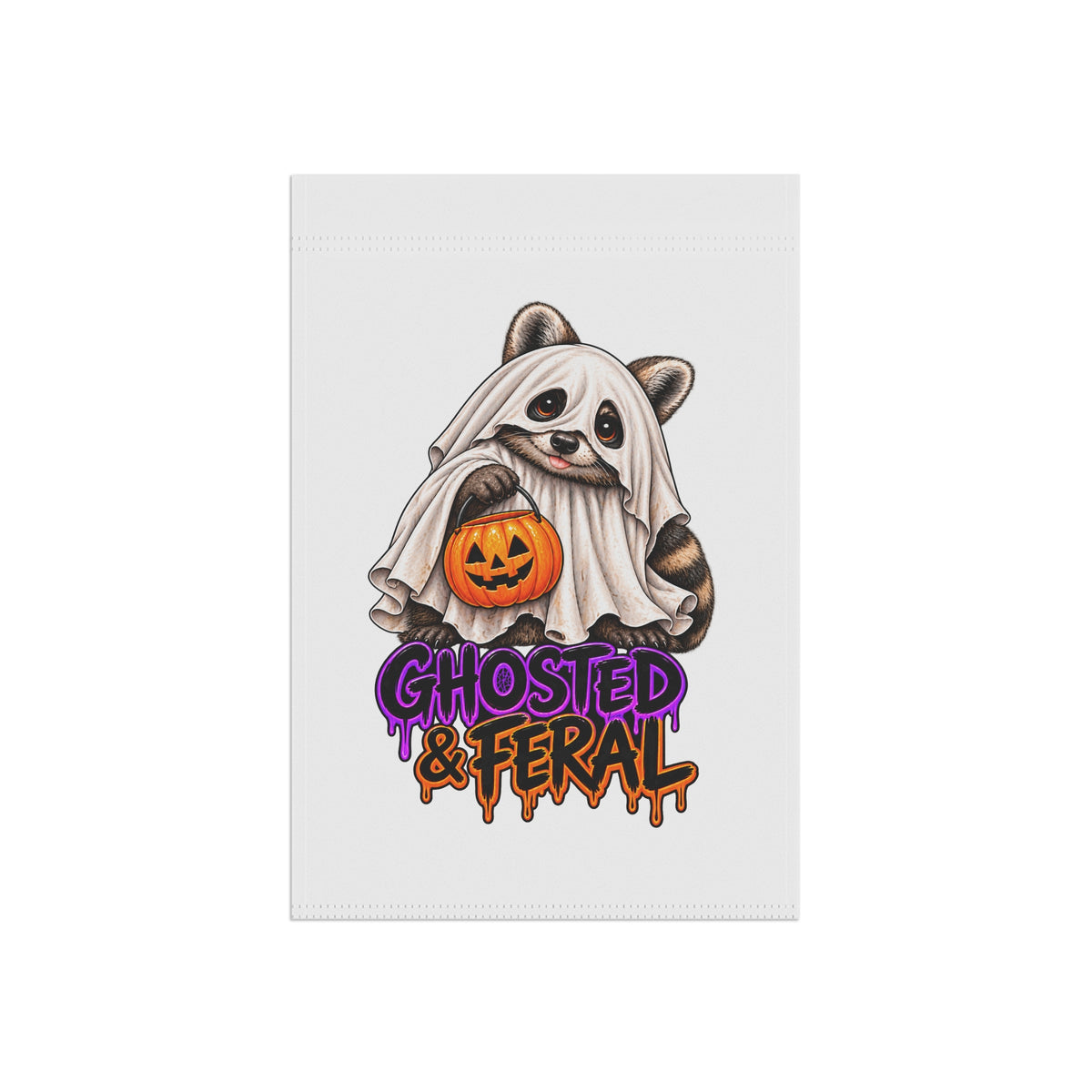 Ghosted Raccoon Garden Flag