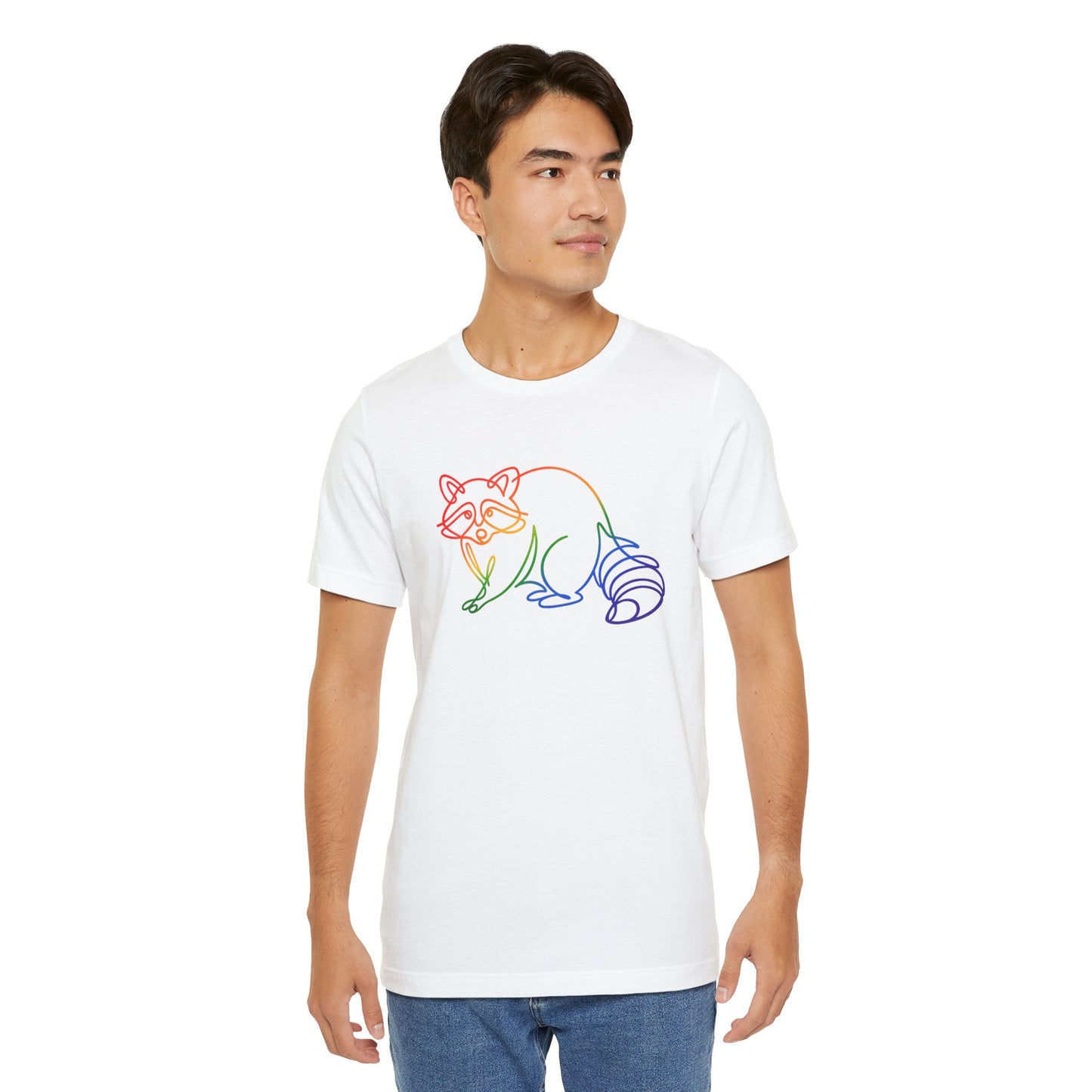 Raccoon Tee — Minimal Line Raccoon Scenic Graphic T-Shirt