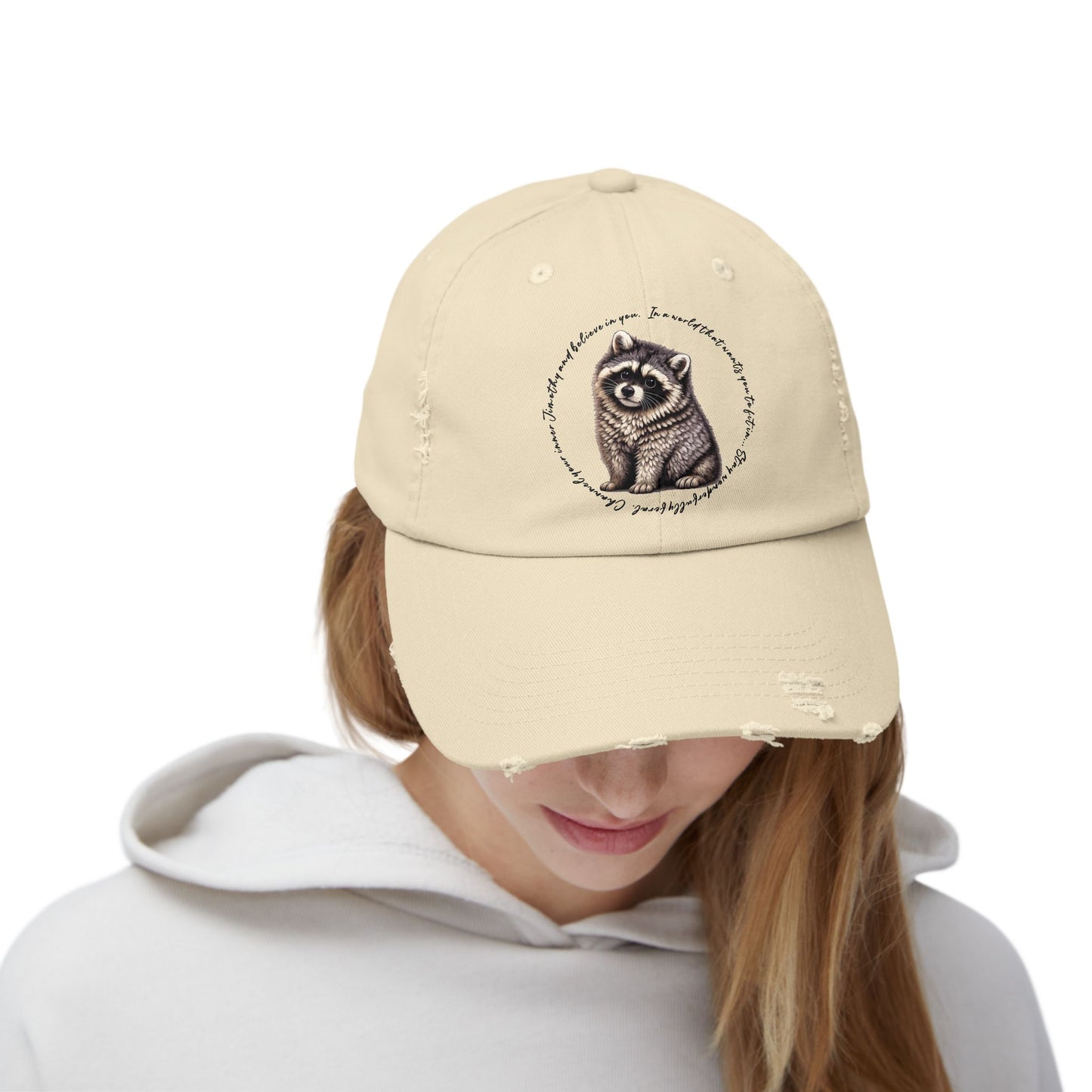 Jimothy The Raccoon Distressed Cap —  Inspirational, Viral Sensation