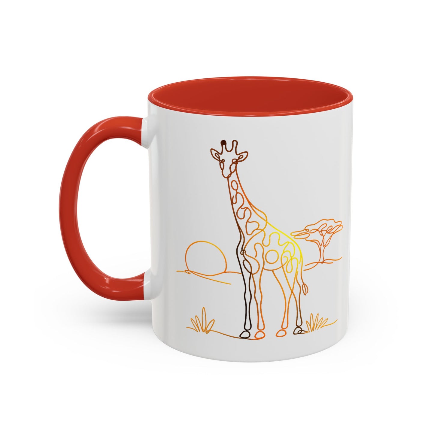 Safari Sunrise Coffee Mug — Minimal Line Giraffe Design (11/15oz)