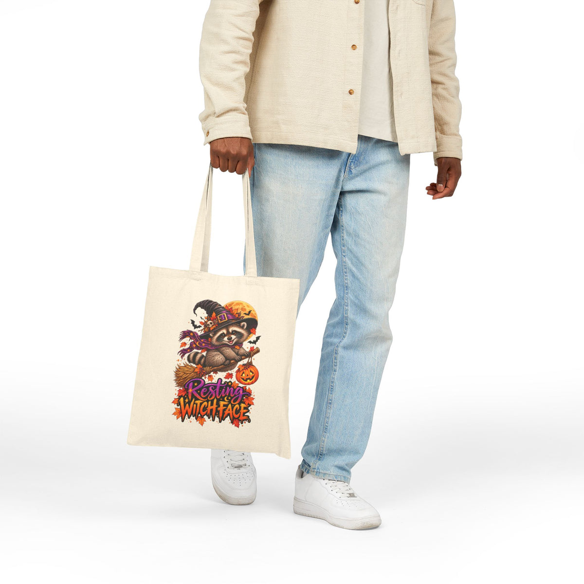 Resting Witch Face Raccoon Tote Bag