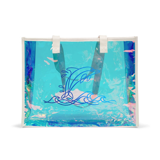 Holographic Splashing Dolphin Beach Tote