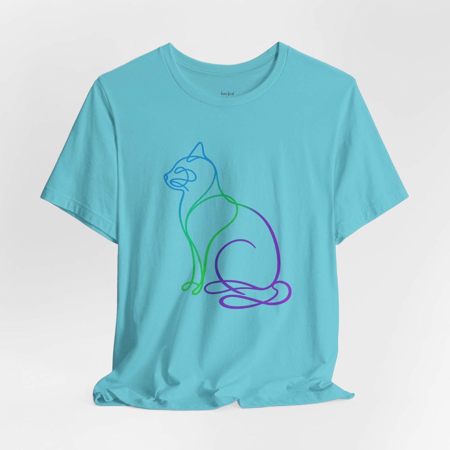 Colorful Line | Work Sitting Cat T-Shirt