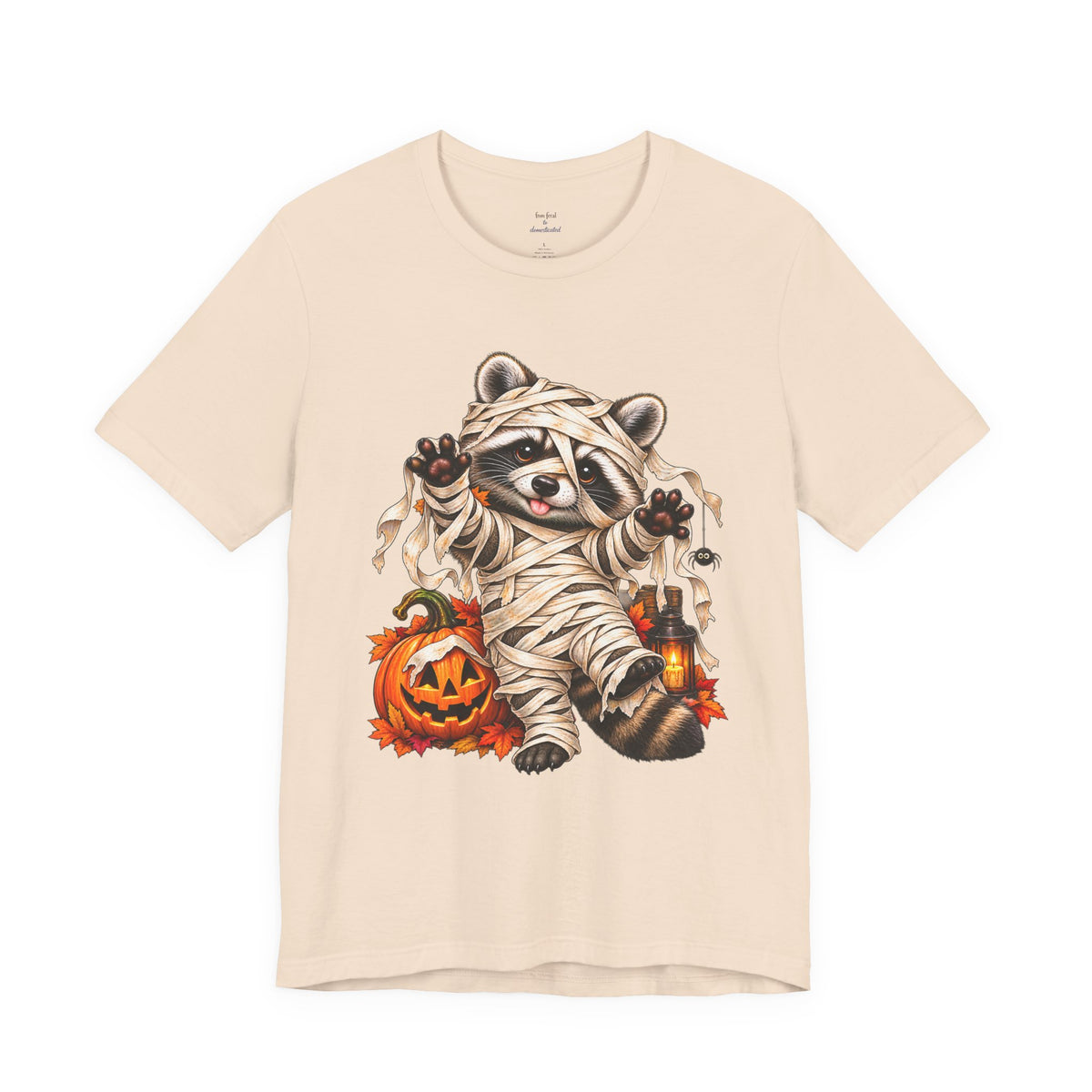 Halloween Mummy Raccoon and Black Cat T-Shirt