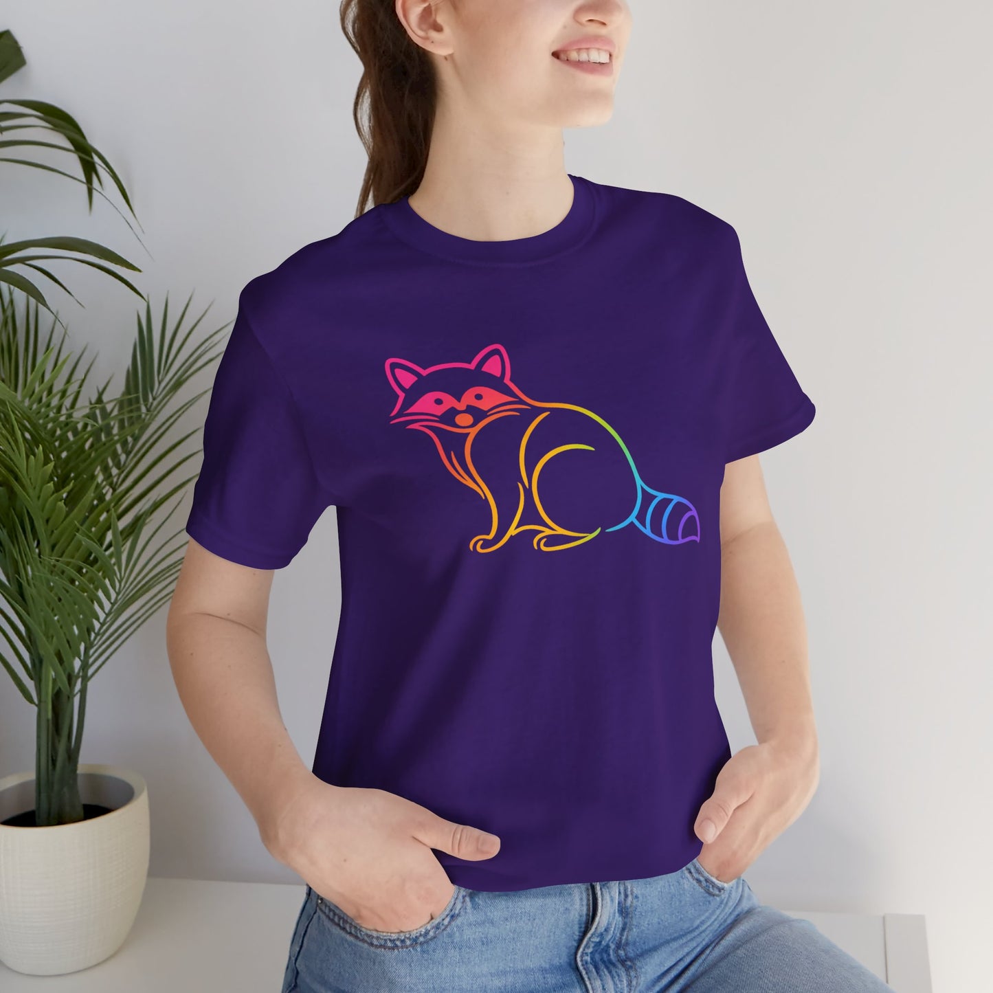 Raccoon Tee — Minimal Line Raccoon Scenic Graphic T-Shirt