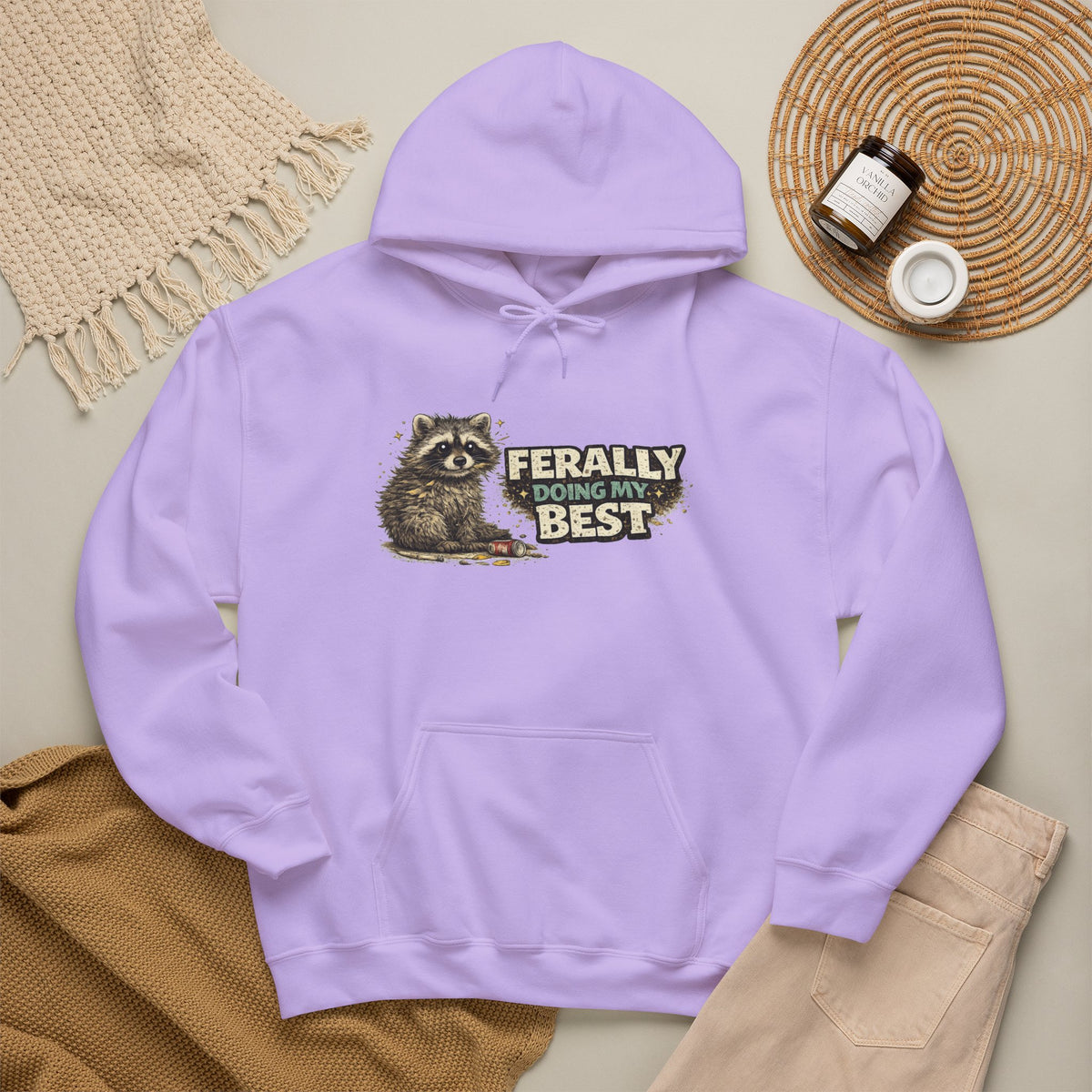 Raccoon "Ferally Doing My Best" Hooded Sweatshirt